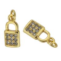 Cubic Zirconia Micro Pave Brass Pendant Lock fashion jewelry & micro pave cubic zirconia & for woman nickel lead & cadmium free 6*12*2mm Approx 2mm Sold By PC