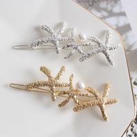 Hair Slide Zinc Alloy with Plastic Pearl Starfish plated fashion jewelry & for woman nickel lead & cadmium free Sold By PC