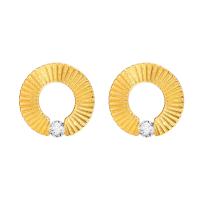 Edelstahl Ohrringe, 304 Edelstahl, Modeschmuck & Micro pave Zirkonia & für Frau, goldfarben, 13.50x13.50mm, verkauft von Paar