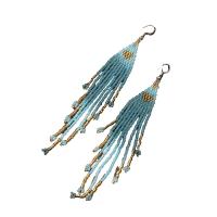 Fashion Fringe Earrings, Glass Beads, with Tibetan Style, silver color plated, Bohemian style & for woman, more colors for choice, 130x18mm, Sold By Pair