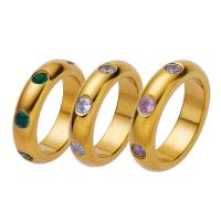 Titanium Čelik Finger Ring, Uštipak, različite veličine za izbor & micro utrti kubni cirkonij & za žene, više boja za izbor, 5mm, Prodano By PC