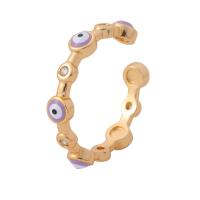 Evil Eye Jewelry Finger Ring, Brass, Vacuum Ion Plating, enamel & with rhinestone, more colors for choice, nickel, lead & cadmium free, Inner Diameter:Approx 17mm, Sold By PC