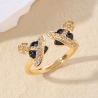 Brass Finger Ring Vacuum Ion Plating enamel & with rhinestone nickel lead & cadmium free 10mm Inner Approx 18mm Sold By PC
