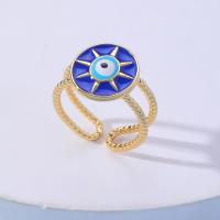 Evil Eye Jewelry Finger Ring, Brass, Vacuum Ion Plating, different designs for choice & with rhinestone, more colors for choice, nickel, lead & cadmium free, Inner Diameter:Approx 17mm, Sold By PC