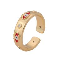 Evil Eye Jewelry Ring Finger, cobre, Mau-olhado, esmalte & com strass, Mais cores pare escolha, níquel, chumbo e cádmio livre, Buraco:Aprox 2mm, vendido por PC