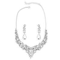 Zinc Alloy Jewelry Sets Stud Earring & necklace plated 2 pieces & with rhinestone nickel lead & cadmium free Length 345 mm Sold By Set