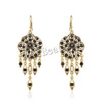 Tibetan Style Drop Earrings, vintage & fashion jewelry & for woman & with rhinestone, more colors for choice, nickel, lead & cadmium free, 82x30mm, Sold By Pair