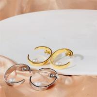 Titanium Steel  Earring with Plastic Pearl Vacuum Ion Plating fashion jewelry & for woman Sold By Pair