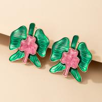 Zinc Alloy Stud Earring fashion jewelry & for woman & enamel green nickel lead & cadmium free Sold By Pair
