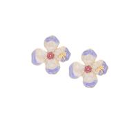 Tibetan Style Stud Earring, Flower, fashion jewelry & different styles for choice & for woman & enamel, nickel, lead & cadmium free, 28mm, Sold By Pair