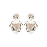 Tibetan Style Stud Earring, with Acrylic, Heart, gold color plated, fashion jewelry & for woman, more colors for choice, nickel, lead & cadmium free, 80x50mm, Sold By Pair