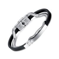 PU Leather Cord Bracelets with 304 Stainless Steel handmade fashion jewelry & multilayer & for man nickel lead & cadmium free 10mm Length Approx 8.27 Inch Sold By PC