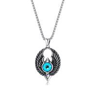 Stainless Steel Jewelry Necklace, 304 Stainless Steel, with Glass, polished, fashion jewelry & evil eye pattern & different styles for choice & for man, two different colored, nickel, lead & cadmium free, 49x34mm, Length:Approx 21.65 Inch, Sold By PC