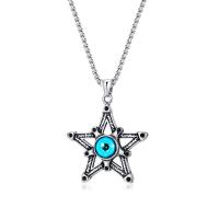 Stainless Steel Jewelry Necklace, 304 Stainless Steel, with Glass, polished, fashion jewelry & evil eye pattern & different styles for choice & for man, two different colored, 49x44mm, Sold By PC