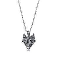 Stainless Steel Jewelry Necklace, 304 Stainless Steel, Wolf, polished, fashion jewelry & different styles for choice & for man, original color, 41x36mm, Sold By PC