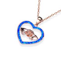 Zinc Alloy Necklace with Opal with 1.97inch extender chain Heart rose gold color plated fashion jewelry & Mother Day Jewelry & for woman & enamel two different colored Length Approx 17.71 Inch Sold By PC