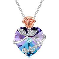 Zinc Alloy Necklace with Crystal with 1.97inch extender chain Heart plated fashion jewelry & Mother Day Jewelry & for woman multi-colored Length Approx 17.71 Inch Sold By PC