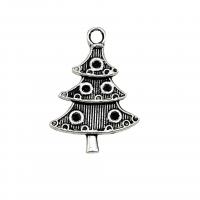 Tibetan Style Christmas Pendants, Christmas Tree, antique silver color plated, vintage & DIY, nickel, lead & cadmium free, 18x25mm, Approx 100PCs/Bag, Sold By Bag