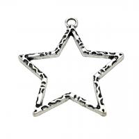 Tibetan Style Star Pendant, antique silver color plated, vintage & DIY & hollow, nickel, lead & cadmium free, 37x35mm, Approx 100PCs/Bag, Sold By Bag