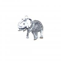 Tibetan Style Animal Pendants, Elephant, antique silver color plated, vintage & DIY, nickel, lead & cadmium free, 37x37mm, Approx 100PCs/Bag, Sold By Bag