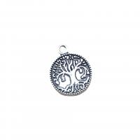 Zinc Alloy Pendants Flat Round antique silver color plated vintage & DIY nickel lead & cadmium free Approx Sold By Bag