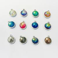 Zinc Alloy Flat Round Pendants with Resin silver color plated DIY nickel lead & cadmium free 12mm Sold By PC