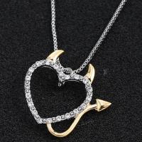 Tibetan Style Jewelry Necklace, with 1.96inch extender chain, Heart, fashion jewelry & Unisex & with rhinestone, nickel, lead & cadmium free, 27*28mm, Length:Approx 17.71 Inch, Sold By PC