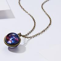 Glass Beads Halskæder, Zinc Alloy, med Glas, mode smykker & Unisex, flere farver til valg, nikkel, bly & cadmium fri, 20*20mm, Længde Ca. 19.7 inch, Solgt af PC