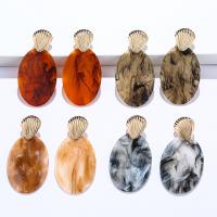 Acrylic Jewelry Earring, Plank, with Tibetan Style, fashion jewelry & for woman, more colors for choice, 39x80mm, Sold By Pair