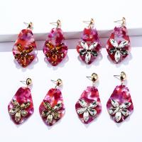 Acrylic Jewelry Earring, with Tibetan Style, fashion jewelry & for woman & with rhinestone, more colors for choice, 32x62mm, Sold By Pair