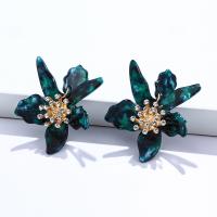 Boucle d'oreille bijoux acrylique, avec alliage de zinc, bijoux de mode & pour femme & avec strass, plus de couleurs à choisir, 47x57mm, Vendu par paire