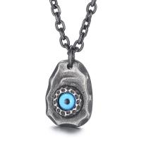 Evil Eye Jewelry Necklace 316L Stainless Steel with Resin fashion jewelry & for man 6mm 39*28mm Length Approx 23.62 Inch Sold By PC