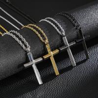 Stainless Steel Jewelry Necklace, 316L Stainless Steel, Cross, plated, fashion jewelry & for man, more colors for choice, 59x32mm, Length:Approx 23.62 Inch, Sold By PC