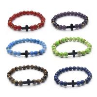 Bracelets de pierres précieuses, pierre gemme, croix, bijoux de mode & différents matériaux pour le choix & pour femme, 8mm, Longueur:Environ 7.87-8.66 pouce, Vendu par PC