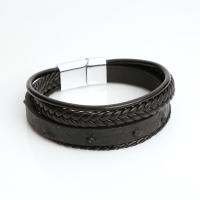 PU Leather Cord Bracelets with Zinc Alloy folk style & for man Length 21 cm Sold By PC