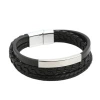 PU Leather Cord Bracelets with Zinc Alloy multilayer & for man Length 21 cm Sold By PC