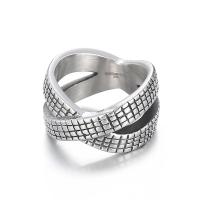 Titanium Steel Finger Ring 316L Stainless Steel Letter X Antique finish & for man & blacken original color 14mm Sold By PC