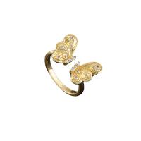 Cubic Zircon Brass Finger Ring Butterfly plated & micro pave cubic zirconia & for woman & enamel nickel lead & cadmium free Inner Approx 17mm Sold By PC