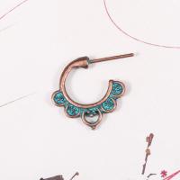 Tibetan Style Stud Earring, plated, fashion jewelry, green, nickel, lead & cadmium free, 19x16mm, Sold By PC