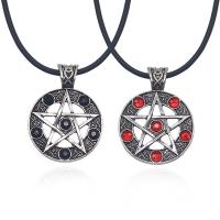 Zinc Alloy Necklace with 2inch extender chain pentagram plated Unisex & with rhinestone & hollow Length Approx 17.3 Inch Sold By PC