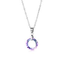 304 Stainless Steel Necklace, with Crystal, with 2inch extender chain, Donut, cross chain & for woman & hollow, more colors for choice, Length:Approx 17.7 Inch, Sold By PC