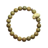 Wrist Mala Green Sandalwood with Boxwood Lotus folk style & Unisex 8mm Length Approx 8.5 Inch Sold By PC