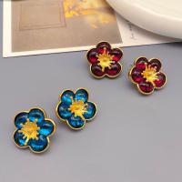 Brass Stud Earring with Lampwork Flower 18K gold plated fashion jewelry & for woman nickel lead & cadmium free Sold By Pair