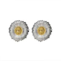 Brass Stud Earring Flower real gold plated fashion jewelry & for woman nickel lead & cadmium free Sold By Pair