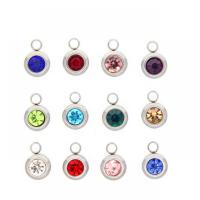 Stainless Steel Pendants, 304 Stainless Steel, with Czech Rhinestone, DIY, more colors for choice, 9.50x6.50mm, Hole:Approx 3mm, Sold By PC