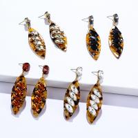Acrylic Jewelry Earring Acetate with Zinc Alloy gold color plated fashion jewelry & for woman & with rhinestone Sold By Pair
