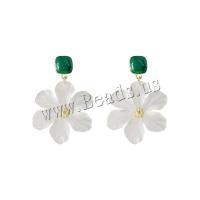 Acrylic Jewelry Earring with Brass Flower 14K gold-filled fashion jewelry & for woman white Sold By Pair