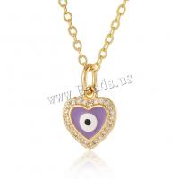 Evil Eye Jewelry Necklace Brass Heart real gold plated fashion jewelry & micro pave cubic zirconia & for woman nickel lead & cadmium free Length Approx 17.7 Inch Sold By PC