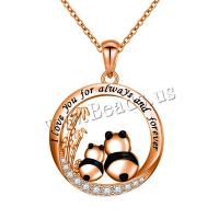 Zinc Alloy Necklace with 1.97inch extender chain Round plated fashion jewelry & Mother Day Jewelry & micro pave cubic zirconia & for woman & enamel 22mm Length Approx 17.71 Inch Sold By PC