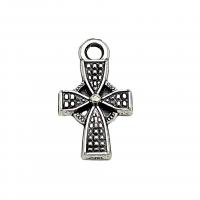 Tibetan Style Cross Pendants, antique silver color plated, vintage & DIY, nickel, lead & cadmium free, 10x18mm, Approx 100PCs/Bag, Sold By Bag